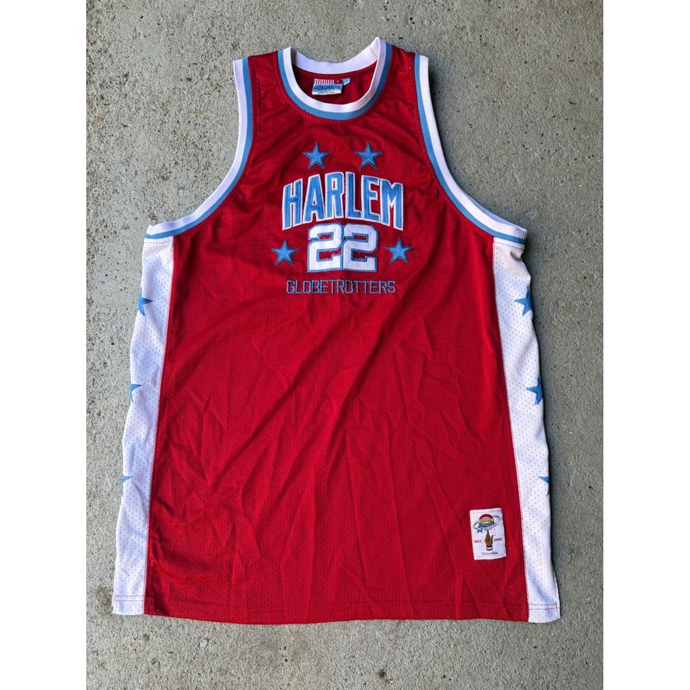 Y2K Platinum FUBU Harlem Globetrotters Curly 22 Basketball Jersey Red Mens XL